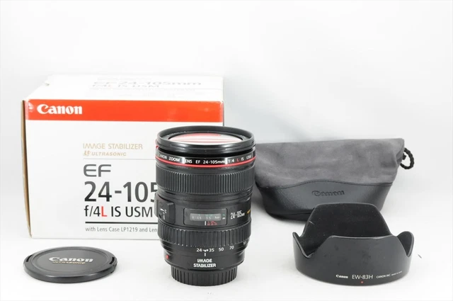 Canon EF 24-105mm F/4 L IS USM Lens + Hood Near Mint in Box From Japan #5509N