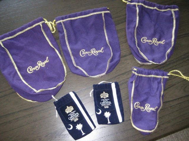 Lot of 4 Crown Royal Purple Drawstring Bags & 2 SC Select Club Whisky  5x7 bags