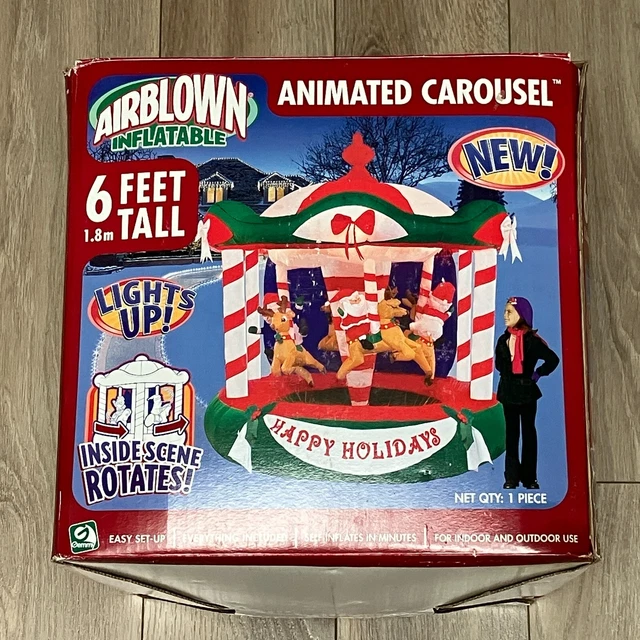 RARE GEMMY ANIMATED Carousel 6ft Christmas Airblown Inflatable ASIS
