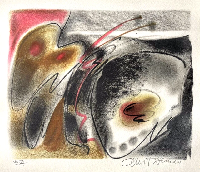 Lithographie Originale Signée Alain Le Yaouanc, 1969 - Art Abstrait Cubiste Sur Papier