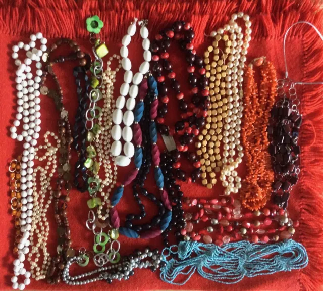 Large Selection of Vintage Beaded Necklaces Ideal for Craftwork. (some broken)