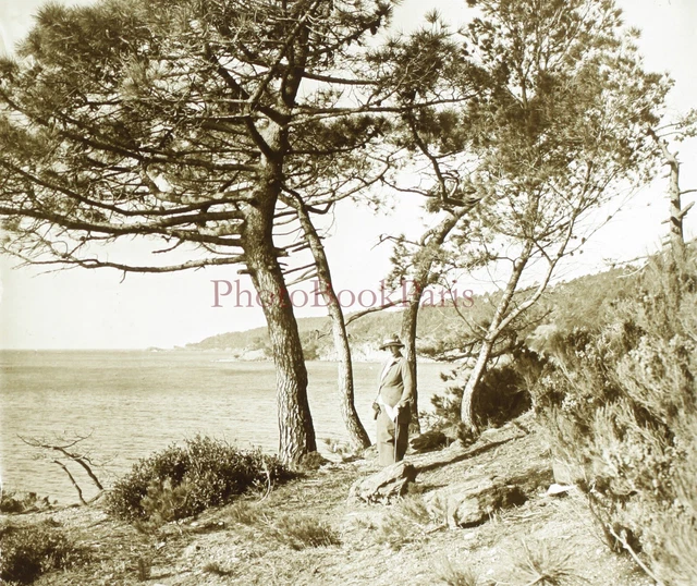 France Bord de la mer c1925 Photo Plaque de verre Stereo Vintage V15L30n14