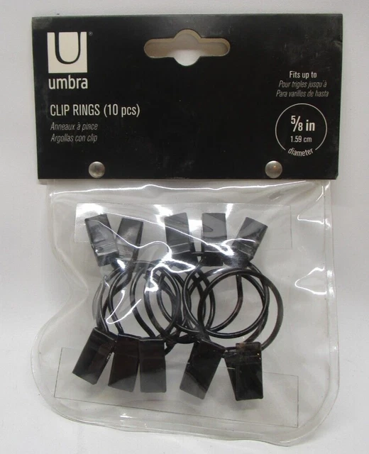 10 Umbra Drapery Clip Rings 5/8" Black Finish