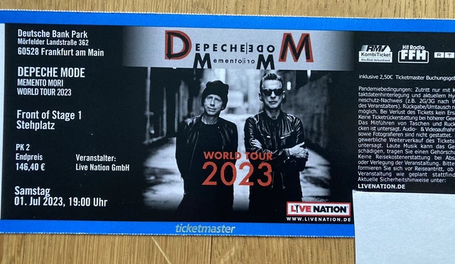 DEPECHE MODE Konzert Ticket FRANKFURT - FOS 1 Karte  01.07.2023  Stehplatz vorne