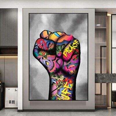 Graffiti Art Street Hand Fist Wall Art Canvas Painting Abstract Poster Print Art