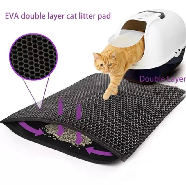 Estera de arena impermeable para gatos, caja de arena de doble capa, antidesliza