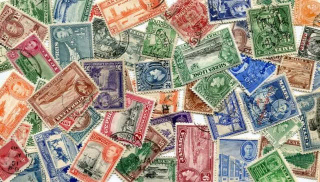 50 Different George VI GVI era Commonwealth stamps Good Mix *Stock Picture*