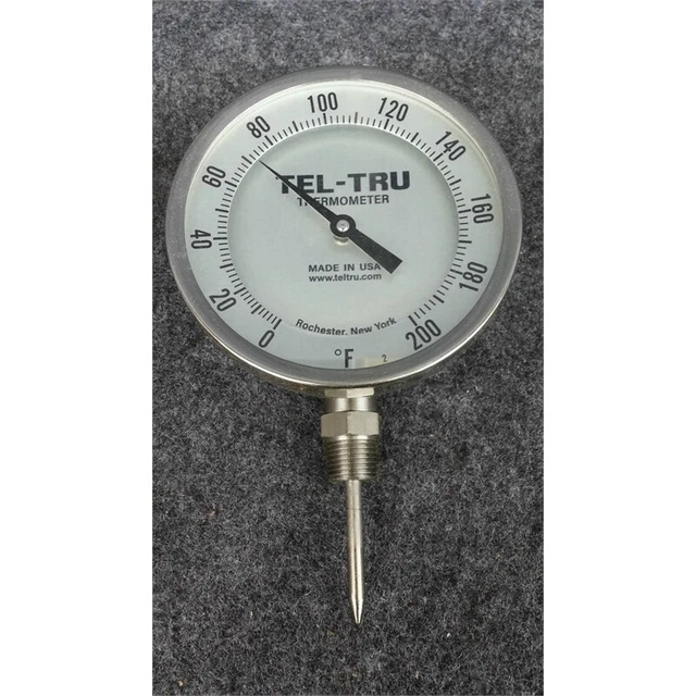Tel-Tru BC550R Dial Thermometer: Bottom, 0° to 250°F/-20° to 120°C, 1/2 in NPT Tel-Tru BC550R Dial Thermometer: Bottom, 0° to 250°F/-20° to 120°C, 1/2 in NPT