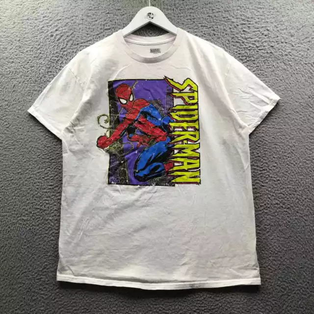 Marvel Comics Spiderman T-Shirt Men's Large Short Sleeve Graphic Crew Neck White