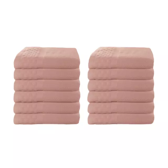 12 pcs Washcloths Set 100% Cotton 13x13 Soft Textured Zero Twist Wholesale Pink