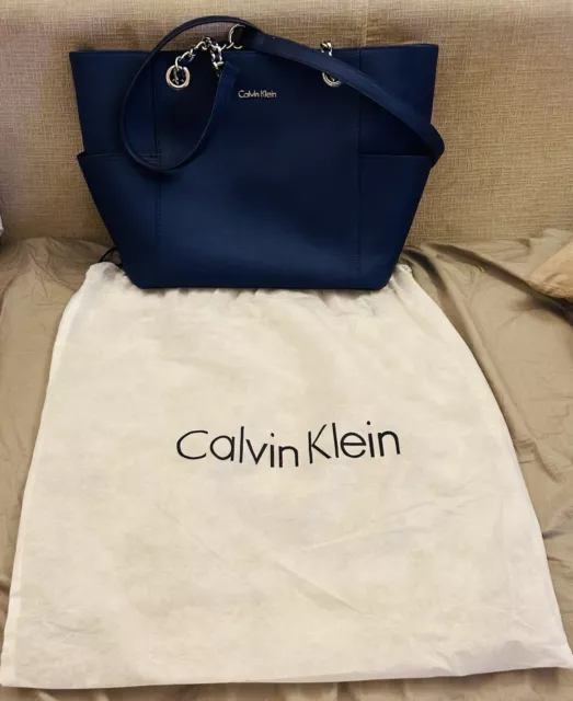 Calvin Klein Saffiano Tote Bag in Blue