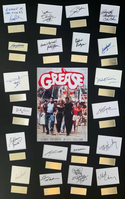 GREASE, JOHN TRAVOLTA, Olivia Newton John film hand signed mounted frame