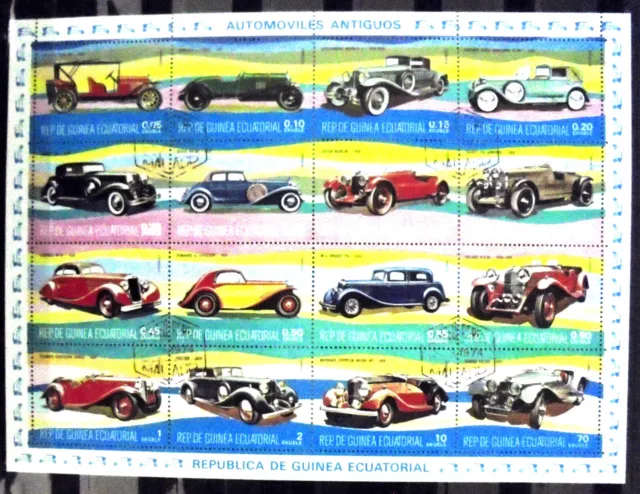 Briefmarkenblock Oldtimer Republica de Guinea Ecuatorial 1974