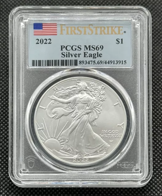 2022 $1 American 1oz 999 Fine Silver Eagle Type-2 F-S PCGS MS69 graded coin