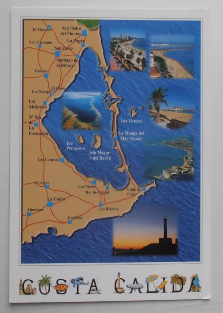 Costa Calida  Map Postcard