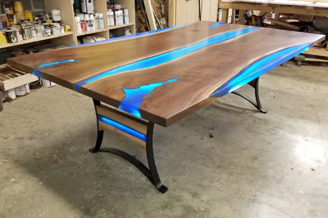 Esstisch River Table Echtes Holz Flusstisch 260x110 Massive Tische Epoxidharz