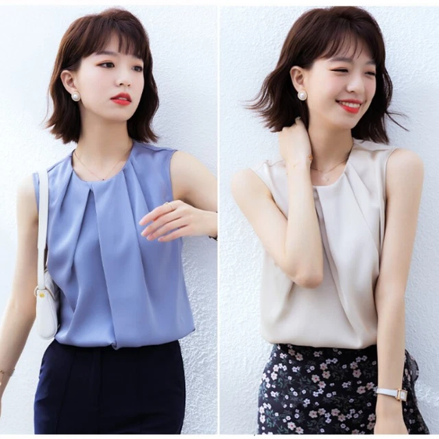 Débardeur Femme En Satin Fausse Soie – Col V Avec Lacets, Sans Manches – Neuve Avec étiquettes