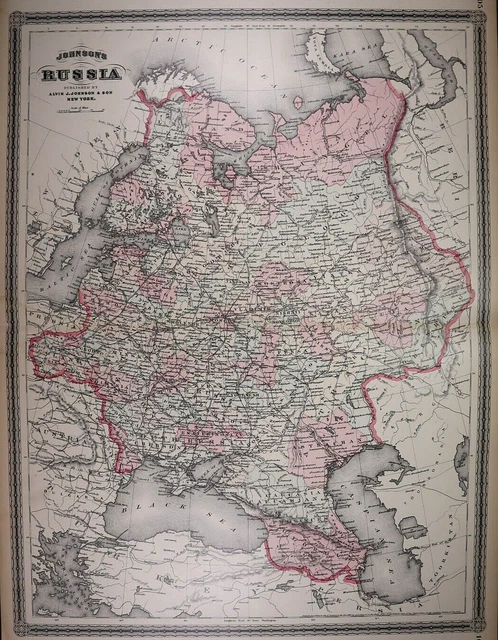Authentic 1878 Johnson's Atlas Map ~ RUSSIA ~ FreeS&H    Inv#72
