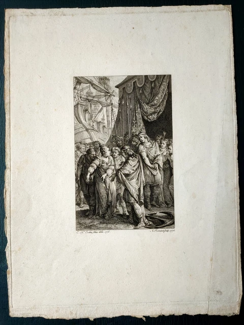 RARE GRAVURE XVIII éme THETIS ET ACHILLE MYTHOLOGIE E JEAURAT 1719 N