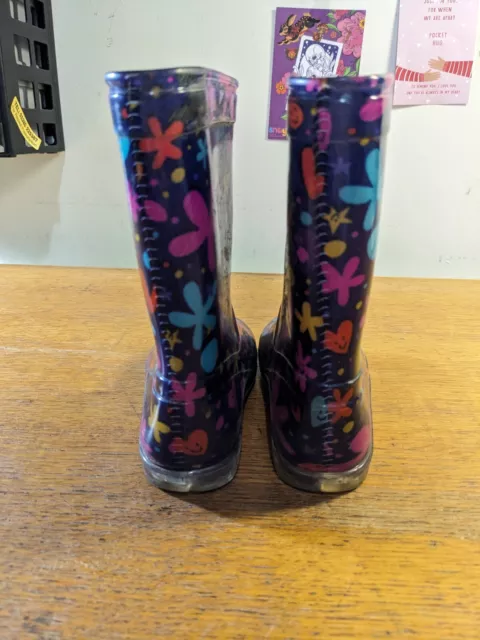 GIRLS BLUE FLORAL WELLINGTON BOOTS - Size 10