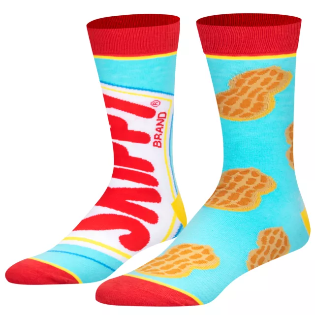 Odd Sox, Men's Funny Designer Brand Food Snacks Socks, Skippy Crew, Large Adult