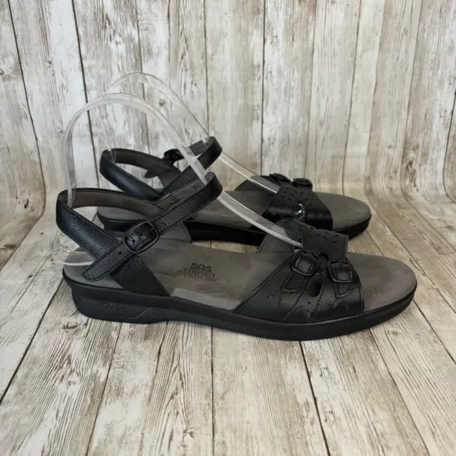 SAS Women's Duo Sandal Size 9.5 N Black Leather Adjustable Comfort Tripad Comfy