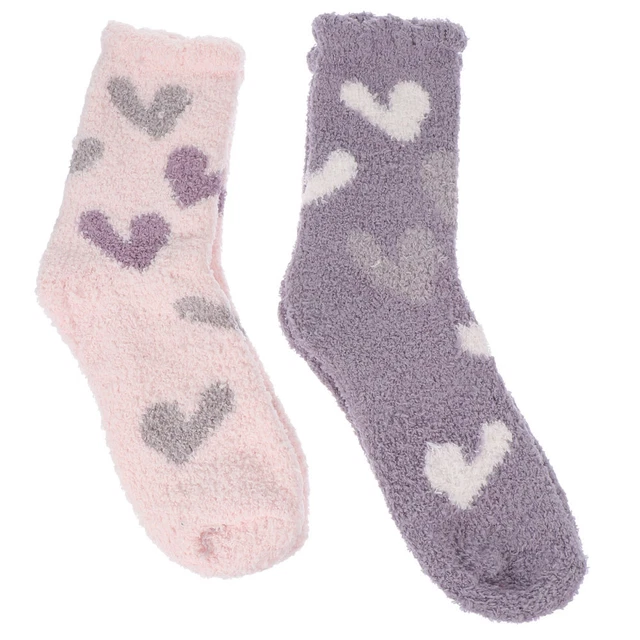 2 paia pantofole peluche calzini corallo pile calze ragazze casa