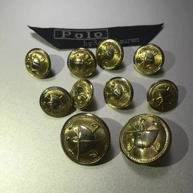 Ralph Lauren POLO Metal set lot 15mm & 20mm Gold Blazer 10 Replacement  Buttons