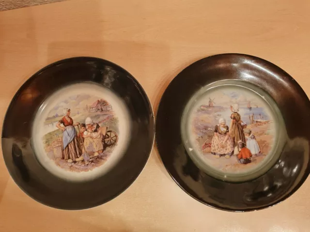 2 x Erdmann Schlegelmilch Bienenkorb Teller Jugendstil 1900 Porzellan selten