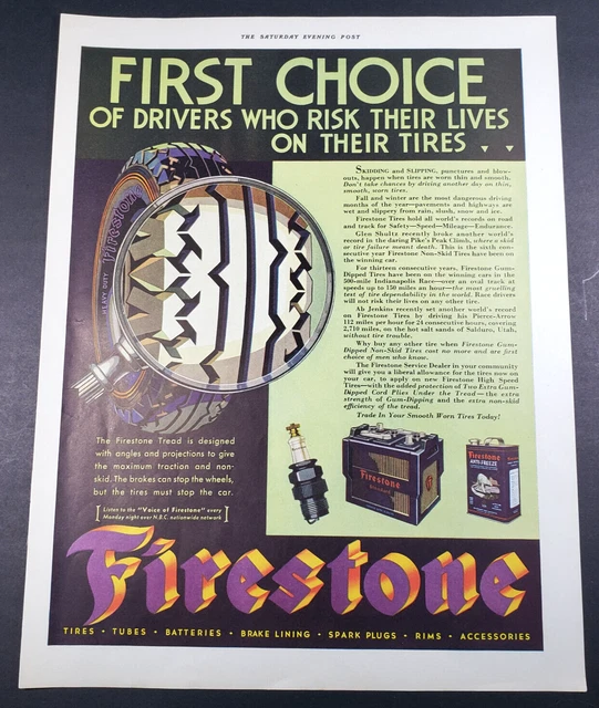 1932 Firestone Tires Drivers Who Risk Their Lives On Their Tires Print Ad