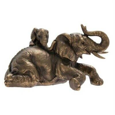 LEONARDO riflessioni BRONZATO Elefante con vitello Baby Ornamento Nuovo LP46005