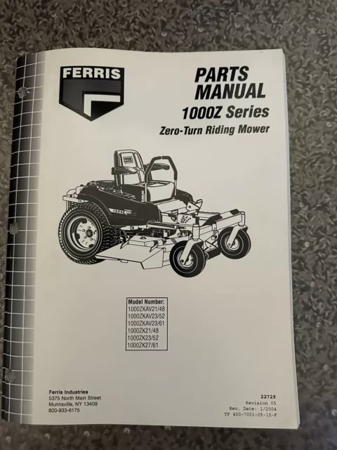 Ferris 1000Z Zero-Turn Riding Mower Factory Parts Manual