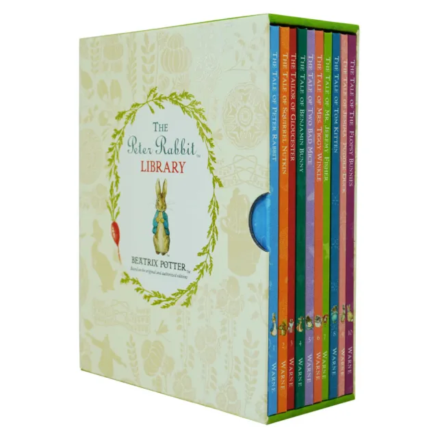 Peter Kaninchenbibliothek farbige Jacken 10 Bücher Set von Beatrix Potter - Alter 5-7