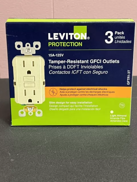 Leviton GFTR1-3T Light Almond 15 A Tamper Resistant Receptacle - Pack of 3 New