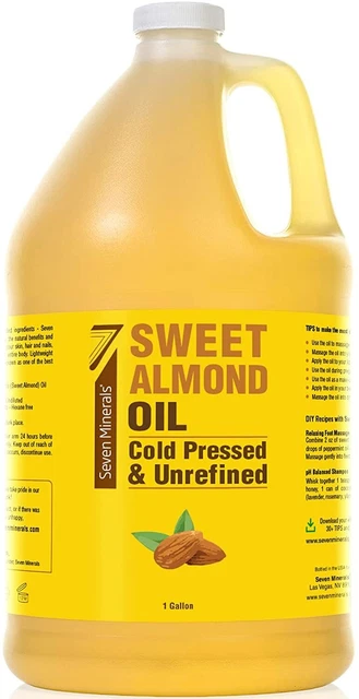 Aceite de almendras dulces prensado en frío puro - 1 galón - sin refinar y 100% natural