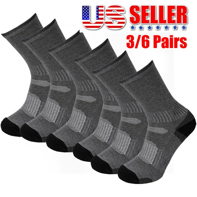 3 6 Pairs Thermal 70% Merino Wool Socks Hiking Crew Winter Men’s Women’s Gray