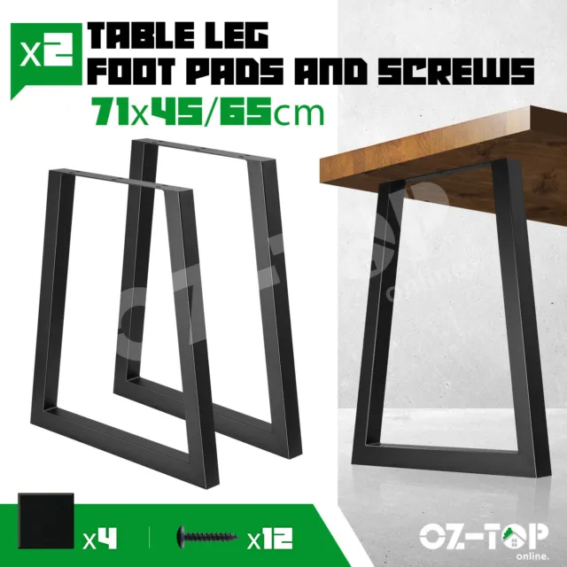 Table Legs Coffee Dining Table Legs DIY Metal Leg 65 X 71cm Set of 2 Black