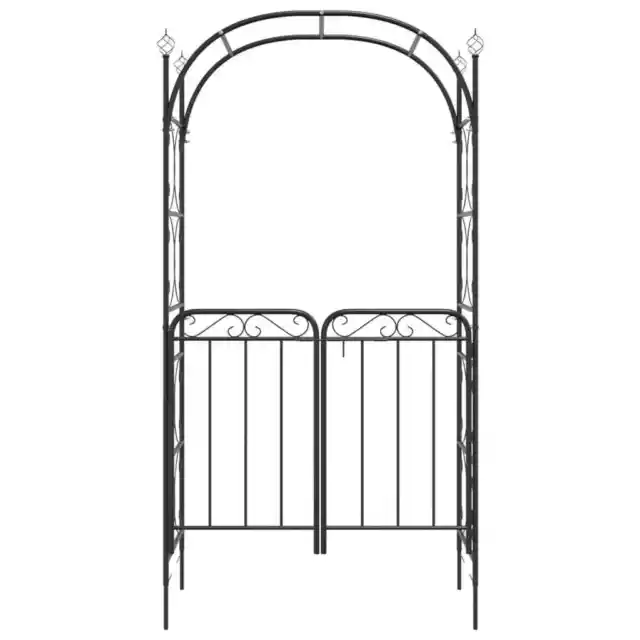 Garden Arch Outdoor Arch Trellis Garden Pergola with Gate Black Steel vidaXL 3