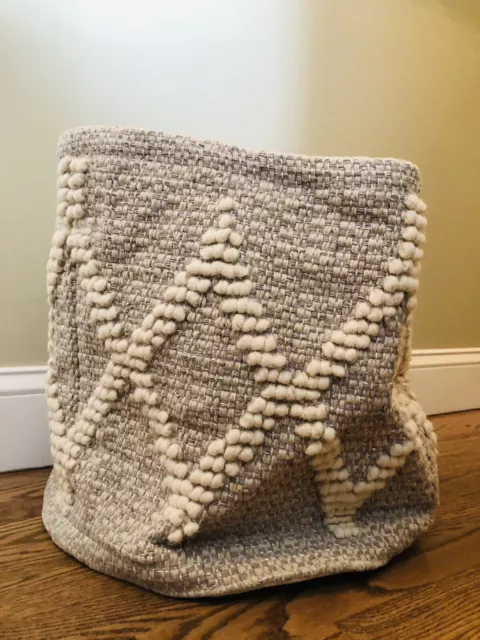 NEW Pottery Barn Kids Metallic Woven Wool Nursery Dump Toy Storage Basket 16x16
