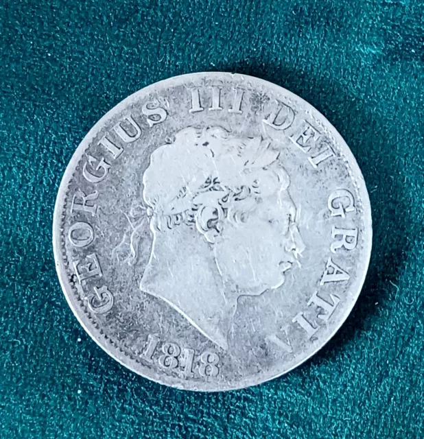 1818 George Iii 0.925 Silver Half Crown Coin