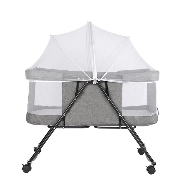 1Bedside Crib 3 in 1 Baby Bassinet Cradle Adjustable Foldable Travel Cot
