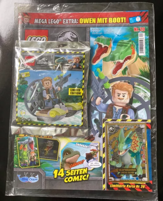 LEGO Jurassic World Magazin mit Mini Spielfigur Owen und Limited Karte NEU & OVP