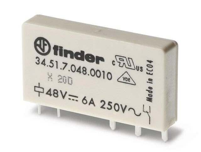 Finder relè PCB 34.51.7.060.5010 EAN 8012823217208 - 60V DC, 6 A, 1 conversione