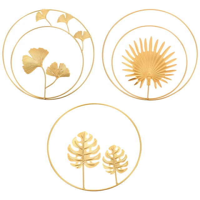 Eisen Goldener Runder Anhänger Ginkgo-Blatt-Wanddekoration Anhänger Rundes Blatt