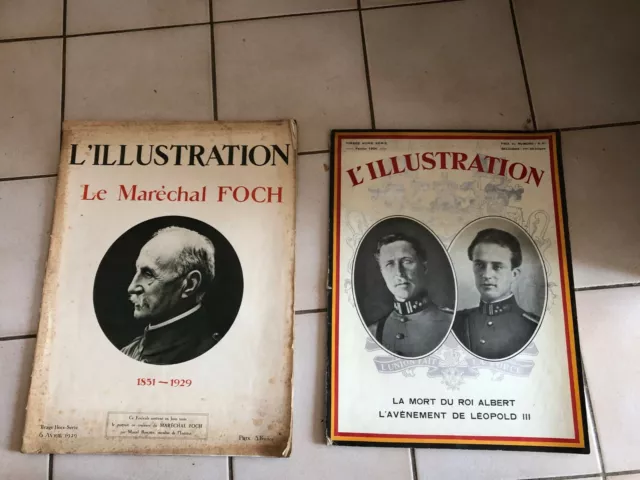 L'illustration lot de 2 n° Hors Série de 1929 et 1934 maréchal FOCH / Roi Albert