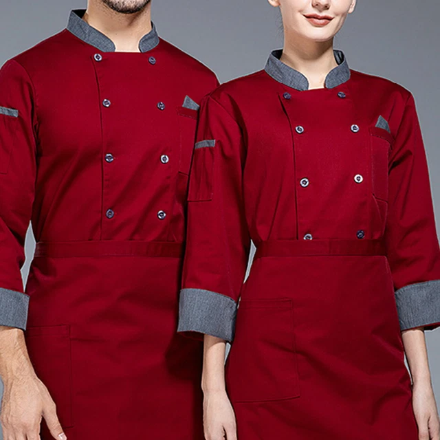 CHEF UNIFORM SHIRT Professional Jacket Doublebreasted Coat with Stand