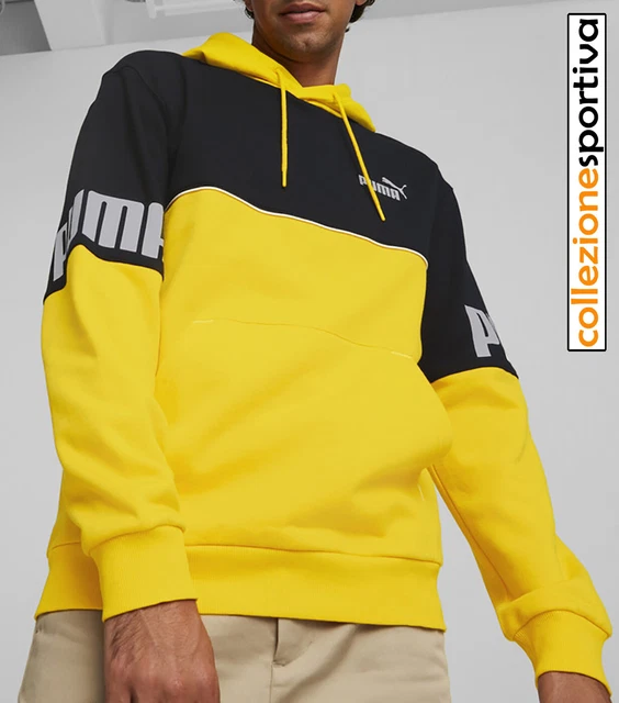 FELPA UOMO/DONNA PUMA POWER COLORBLOCK HOODIE cod. 849807-39 - col. giallo/nero