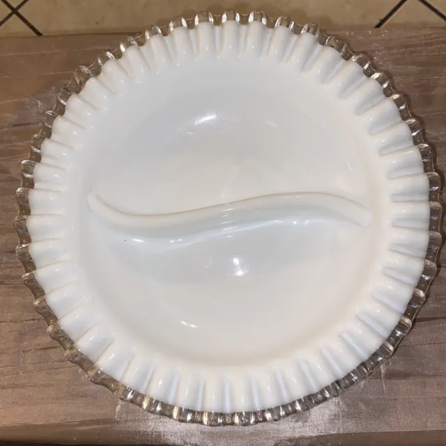 Vintage Silver Crest - Milk Glass - Divided Bowl 9" Ashtray ANd Other Use