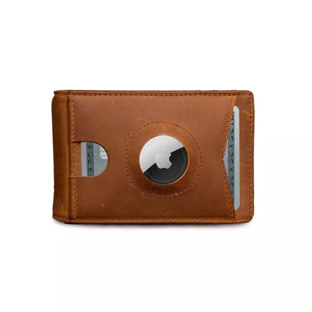 Men Airtag Wallet Genuine Leather Credit Card Money Airtag Holder Air Tag Case