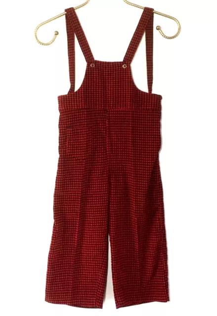 Vintage 1960s Helthtex Stantogs Red Checks Toddler Overalls Size 5 Style 3626